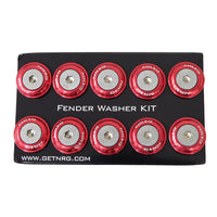 NRG Fender Washer Kit w/Rivets For Plastic (Red) - Set of 10