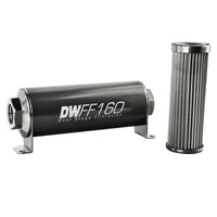 DeatschWerks Stainless Steel 10AN 10 Micron Universal Inline Fuel Filter Housing Kit (160mm)