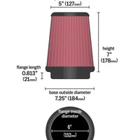 Airaid Universal Air Filter - Cone 6 x 7-1/4 x 5 x 7