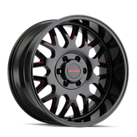 Mayhem 8110 Tripwire 20x10 / 6x135 BP / -19mm Offset / 87.1mm Hub Black w/ Prism Red Wheel