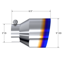 MBRP T304 Stainless Steel Burnt End Angle Cut Exhaust Tip - 3in. ID / 5in. OD / 6.5in. Length