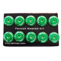 NRG Fender Washer Kit w/Color Matched M6 Bolt Rivets For Plastic (Green) - Set of 10