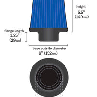 K&N Universal Air Filter Chrome Round Tapered Blue - 4in Flange ID x 1.125in Flange Length x 5.5in H