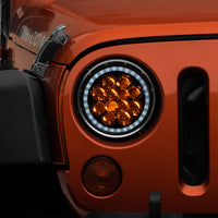 Raxiom 97-18 Jeep Wrangler TJ/JK Axial Spider LED Headlight w/ Amber DRL- Chrome Hsng (Clear Lens)