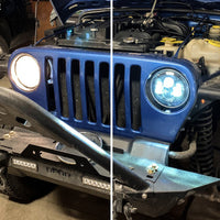 Raxiom 97-18 Jeep Wrangler TJ/JK Axial Series LED Daymaker Headlights- Black Housing (Clear Lens)