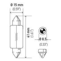 Hella Bulb 6480 24V 18W SV8.5-8 T4.625 15x43mm