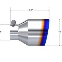 MBRP Universal Burnt SS Tip 2.5in ID / 4.5in OD Out / 6.5in Length Angle Cut Single Wall