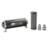 DeatschWerks Stainless Steel 8AN 40 Micron Universal Inline Fuel Filter Housing Kit (160mm)