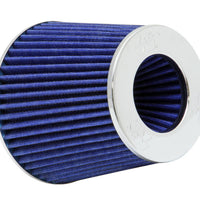 K&N Universal Air Filter Chrome Round Tapered Blue - 4in Flange ID x 1.125in Flange Length x 5.5in H